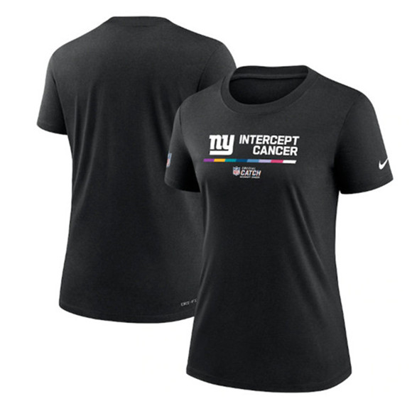 Women's New York Giants Black 2022 Crucial Catch Performance T-Shirt(Run Small)